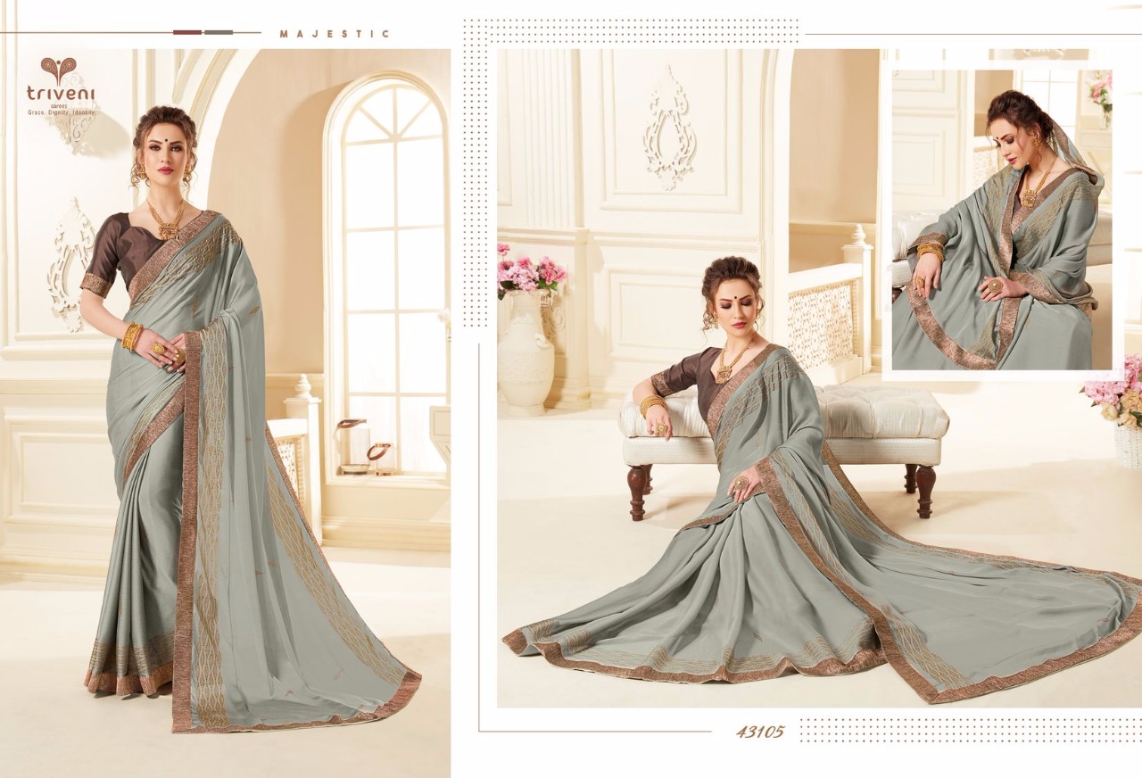 Sarangi By Triveni 43101 To 43108 Series Indian Traditional Wear Collection Beautiful Stylish Fancy Colorful Party Wear & Occasional Wear Chiffon Printed Sarees At Wholesale Price