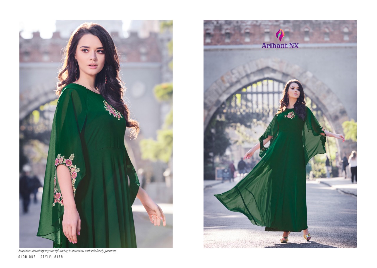 Sasya Vol-16 By Arihant Designer 8133 To 8140 Series Beautiful Stylish Fancy Colorful Party Wear & Ethnic Wear & Ready To Wear Semi Georgette Kurtis At Wholesale Price