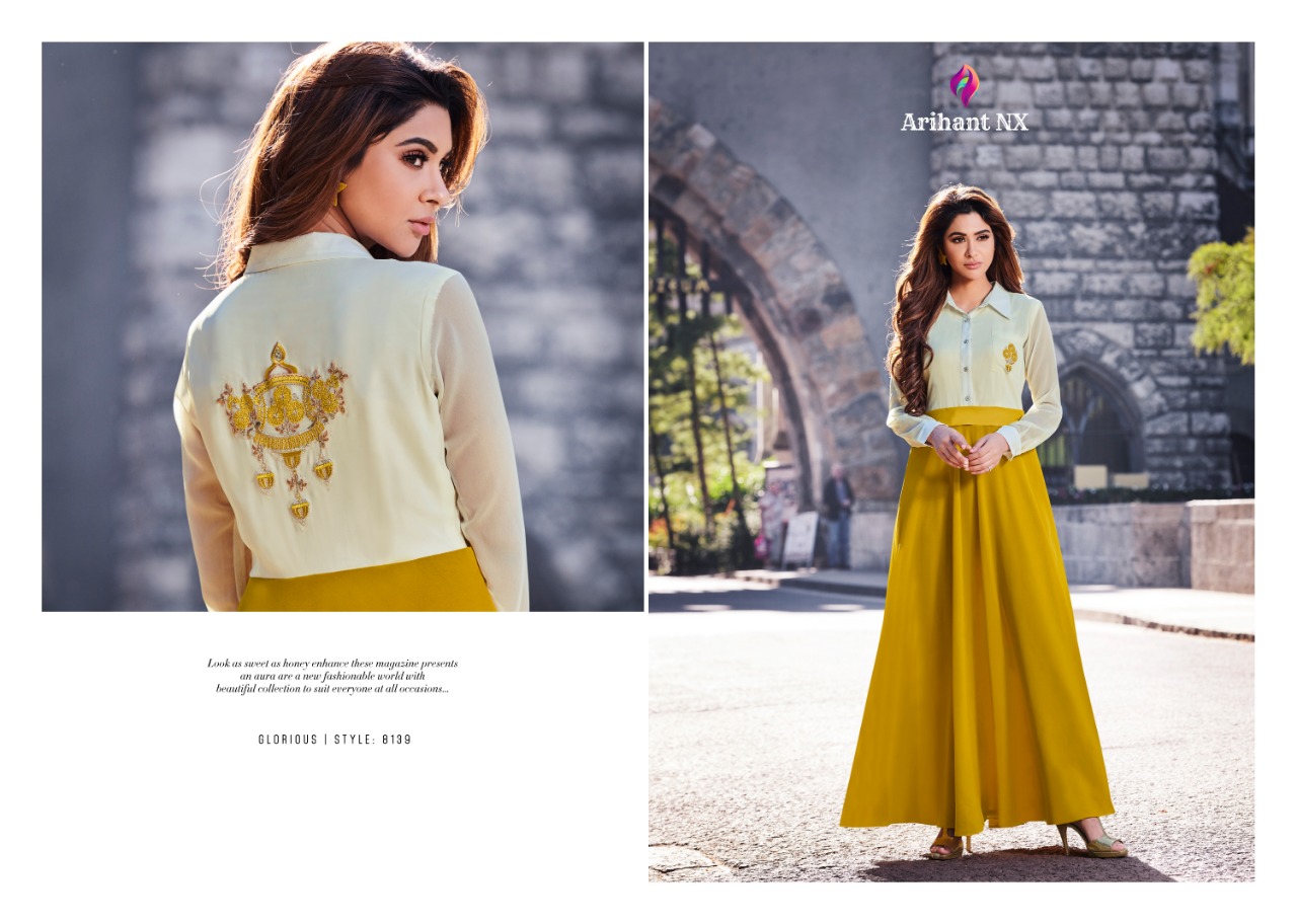 Sasya Vol-16 By Arihant Designer 8133 To 8140 Series Beautiful Stylish Fancy Colorful Party Wear & Ethnic Wear & Ready To Wear Semi Georgette Kurtis At Wholesale Price