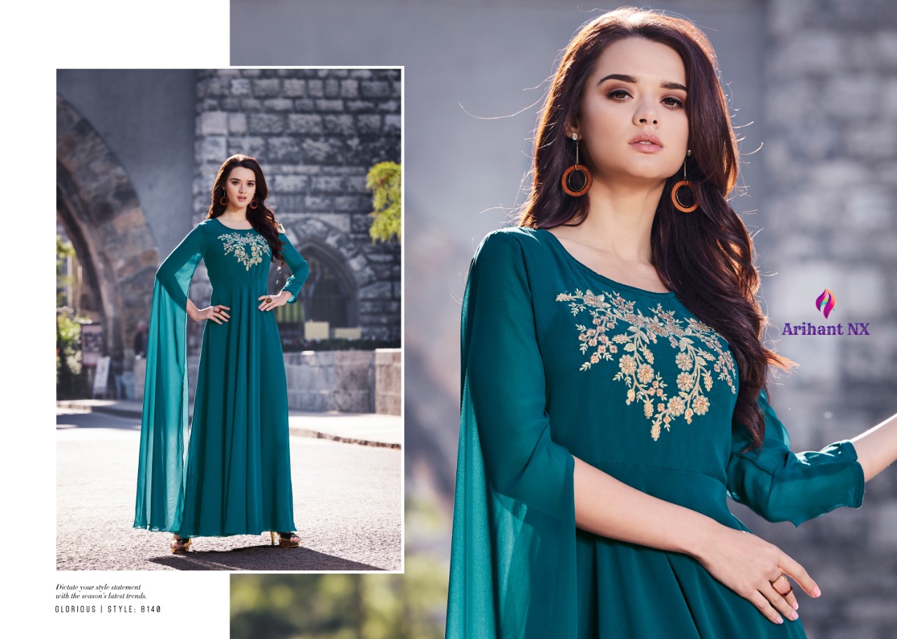 Sasya Vol-16 By Arihant Designer 8133 To 8140 Series Beautiful Stylish Fancy Colorful Party Wear & Ethnic Wear & Ready To Wear Semi Georgette Kurtis At Wholesale Price