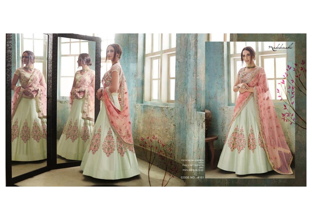 Suaghaat By Nakkashi 4147 To 4155 Series Designer Beautiful Wedding Collection Occasional Wear & Party Wear Pure Satin Silk Lehengas At Wholesale Price