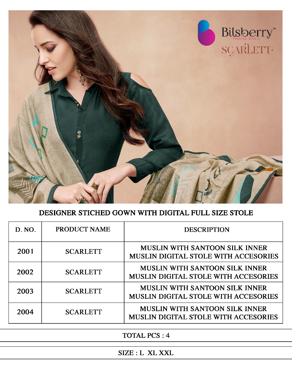 Scarlett By Bilsberry 2001 To 2004 Series Beautiful Colorful Stylish Fancy Party Wear & Ethnic Wear & Ready To Wear Muslin Silk Kurtis & Dupattas At Wholesale Price