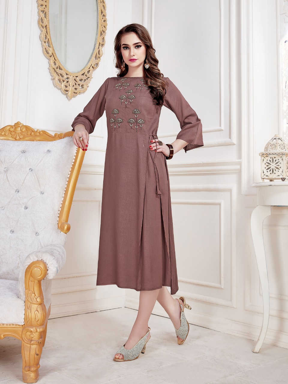 Seasons By Amber 1001 To 1010 Series Beautiful Stylish Colorful Fancy Ethnic Wear & Casual Wear Rayon With Khatli Work Kurtis At Wholesale Price
