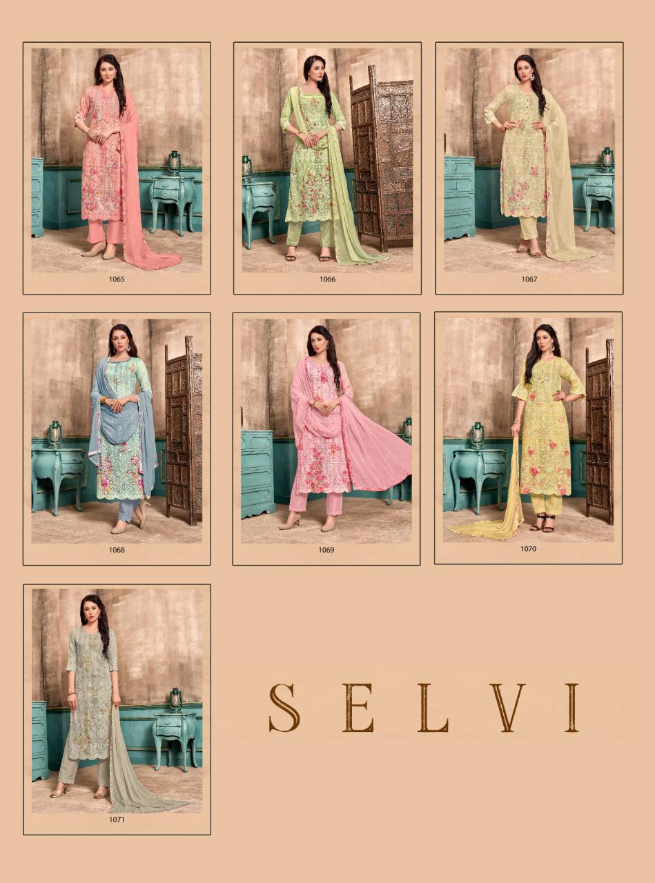 Selvi By Saanjh 1065 To 1071 Series Beautiful Suits Stylish Colorful Fancy Casual Wear & Ethnic Wear Fine Cotton Embroidered Dresses At Wholesale Price