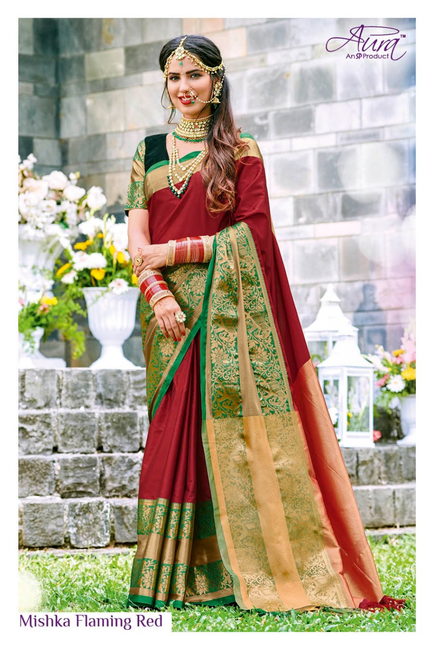 Shaadi Ki Shehnai By Aura Indian Traditional Wear Collection Beautiful Stylish Fancy Colorful Party Wear & Ethnic Wear Cotton Silk Sarees At Wholesale Price