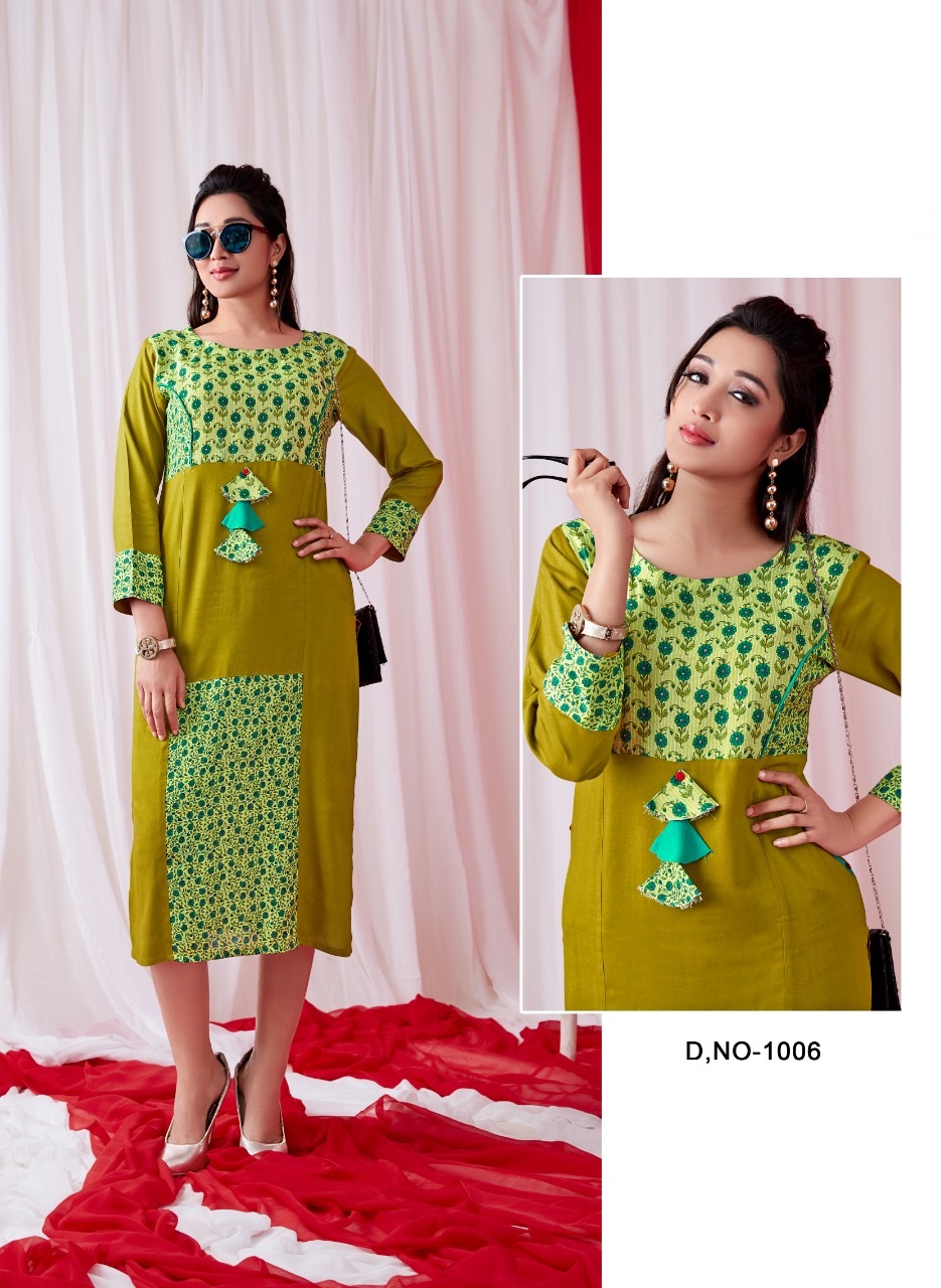 Shachi By Kalakari 1001 To 1006 Series Beautiful Stylish Fancy Colorful Casual Wear & Ethnic Wear & Ready To Wear Rayon Kurtis At Wholesale Price