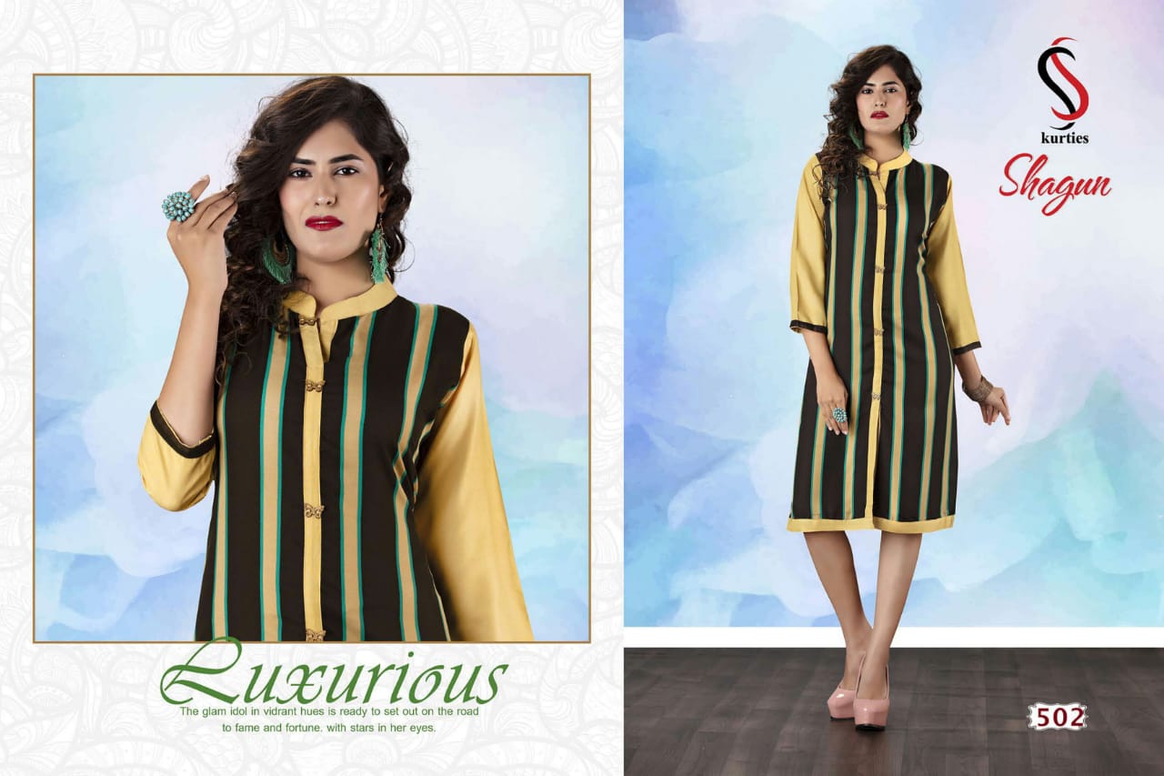 Shagun By S S Kurtis 501 To 512 Series Stylish Fancy Beautiful Colorful Casual Wear & Ethnic Wear Rayon Printed Kurtis At Wholesale Price