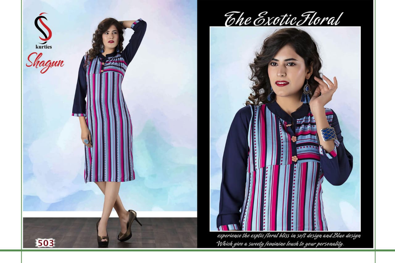 Shagun By S S Kurtis 501 To 512 Series Stylish Fancy Beautiful Colorful Casual Wear & Ethnic Wear Rayon Printed Kurtis At Wholesale Price