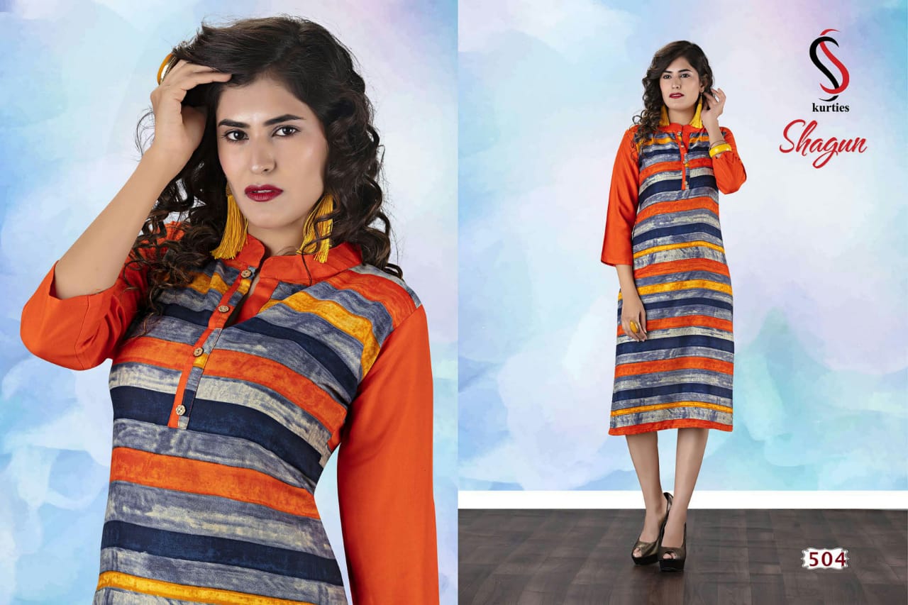 Shagun By S S Kurtis 501 To 512 Series Stylish Fancy Beautiful Colorful Casual Wear & Ethnic Wear Rayon Printed Kurtis At Wholesale Price