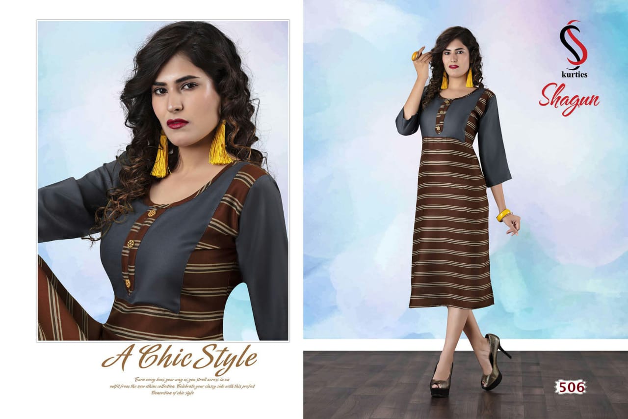 Shagun By S S Kurtis 501 To 512 Series Stylish Fancy Beautiful Colorful Casual Wear & Ethnic Wear Rayon Printed Kurtis At Wholesale Price