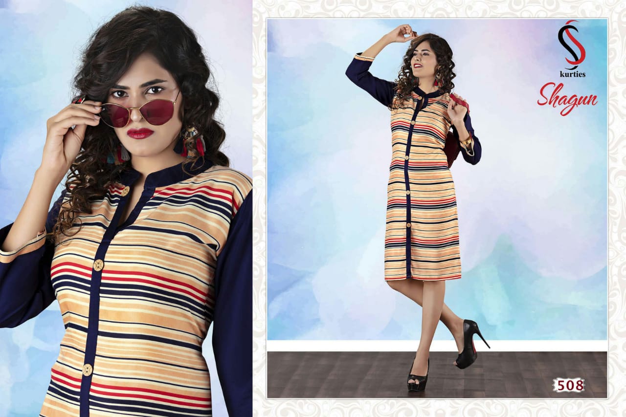 Shagun By S S Kurtis 501 To 512 Series Stylish Fancy Beautiful Colorful Casual Wear & Ethnic Wear Rayon Printed Kurtis At Wholesale Price