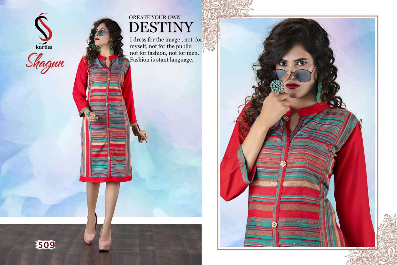 Shagun By S S Kurtis 501 To 512 Series Stylish Fancy Beautiful Colorful Casual Wear & Ethnic Wear Rayon Printed Kurtis At Wholesale Price
