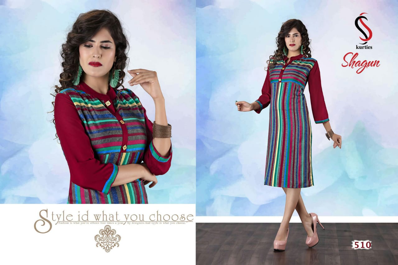 Shagun By S S Kurtis 501 To 512 Series Stylish Fancy Beautiful Colorful Casual Wear & Ethnic Wear Rayon Printed Kurtis At Wholesale Price