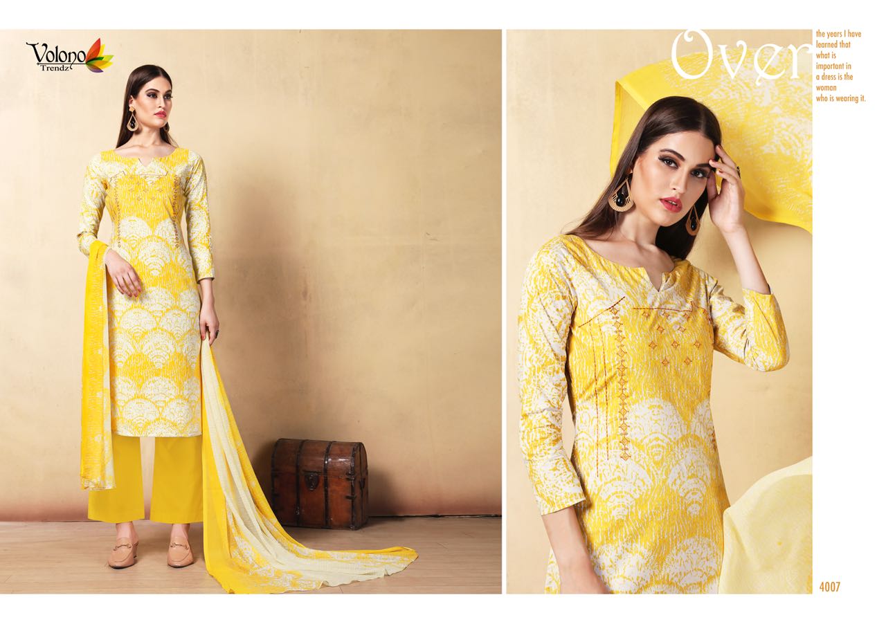 Shaida Vol-1 By Volono Trendz 4001 To 4006 Series Beautiful Suits Stylish Fancy Colorful Party Wear & Ethnic Wear Cambric Cotton Embroidered Dresses At Wholesale Price