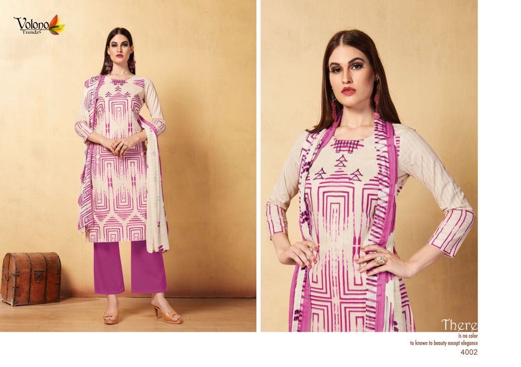 Shaida Vol-1 By Volono Trendz 4001 To 4006 Series Beautiful Suits Stylish Fancy Colorful Party Wear & Ethnic Wear Cambric Cotton Embroidered Dresses At Wholesale Price