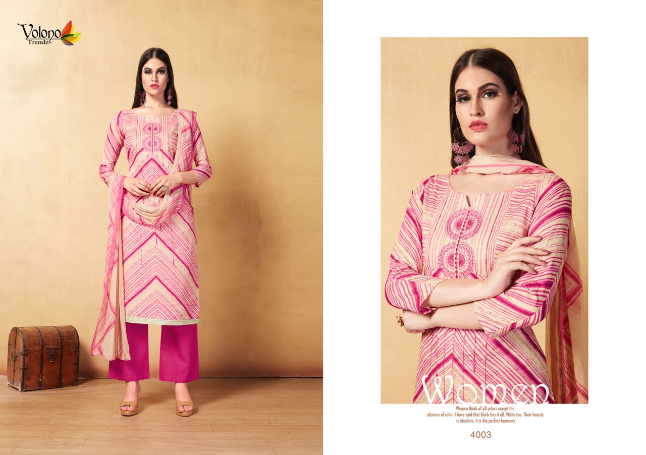 Shaida Vol-1 By Volono Trendz 4001 To 4006 Series Beautiful Suits Stylish Fancy Colorful Party Wear & Ethnic Wear Cambric Cotton Embroidered Dresses At Wholesale Price