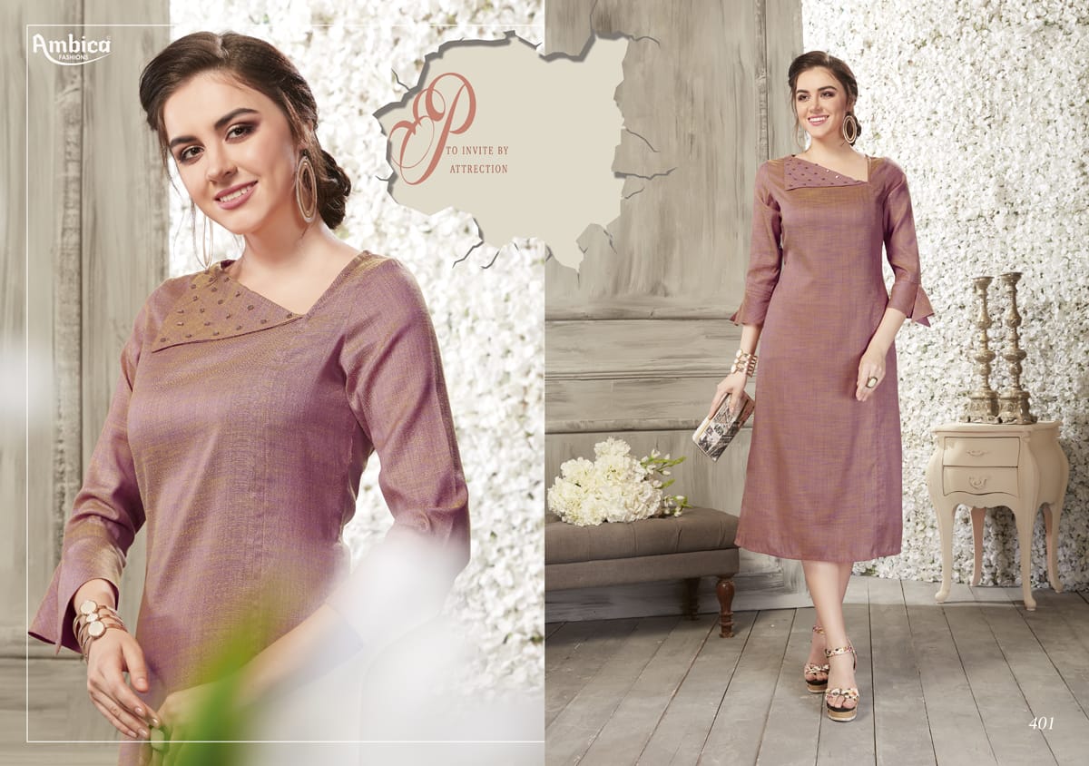Shaina By Ambica Fashion 401 To 410 Series Beautiful Colorful Stylish Fancy Casual Wear & Ethnic Wear & Ready To Wear Cross Cotton Slub Kurtis At Wholesale Price