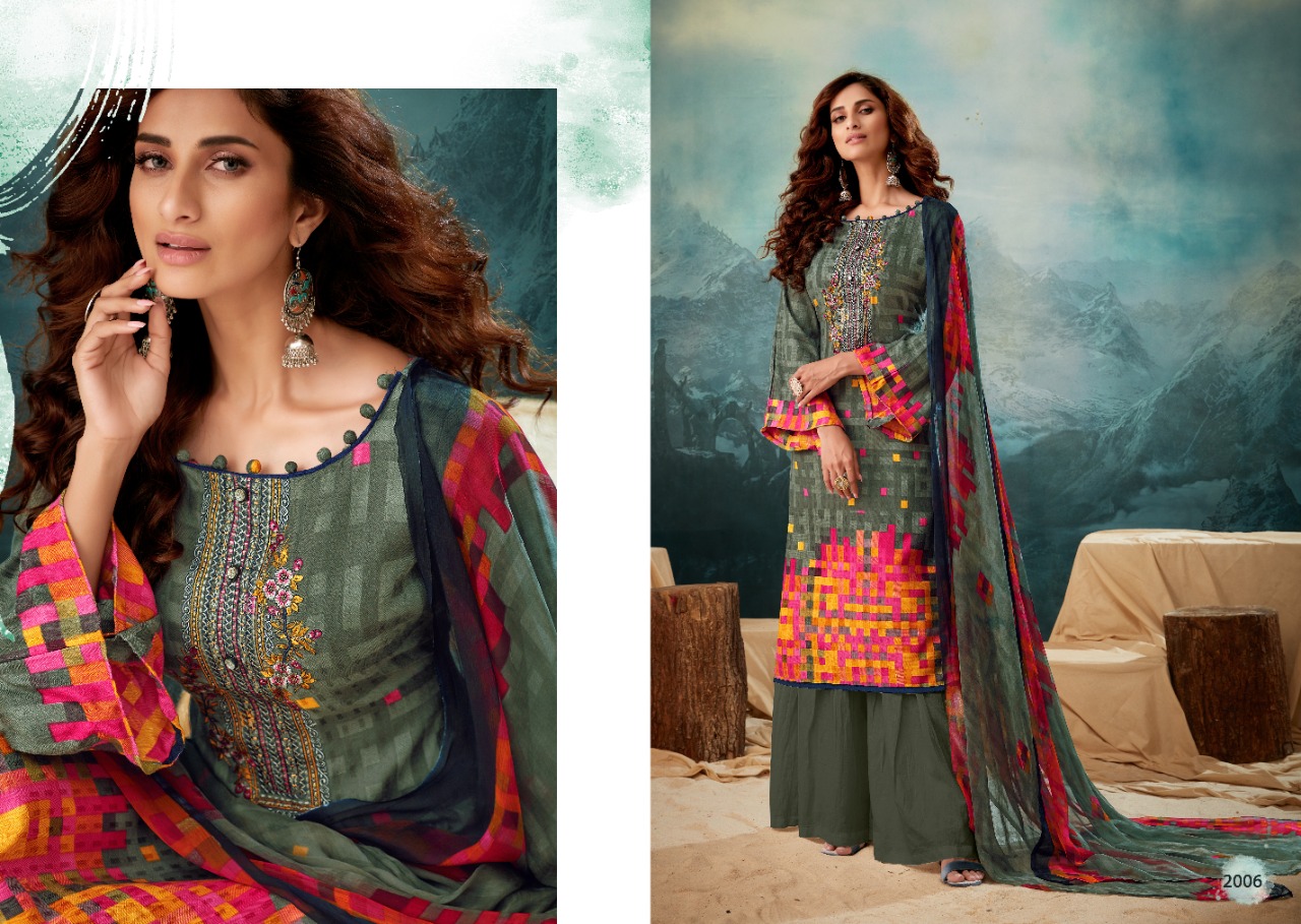 Shalimar By Sumyra 2001 To 2010 Series Beautiful Stylish Fancy Colorful Casual & Party Wear & Ethnic Wear Pure Pashmina Digital Printed With Embroidery Dresses At Wholesale Price