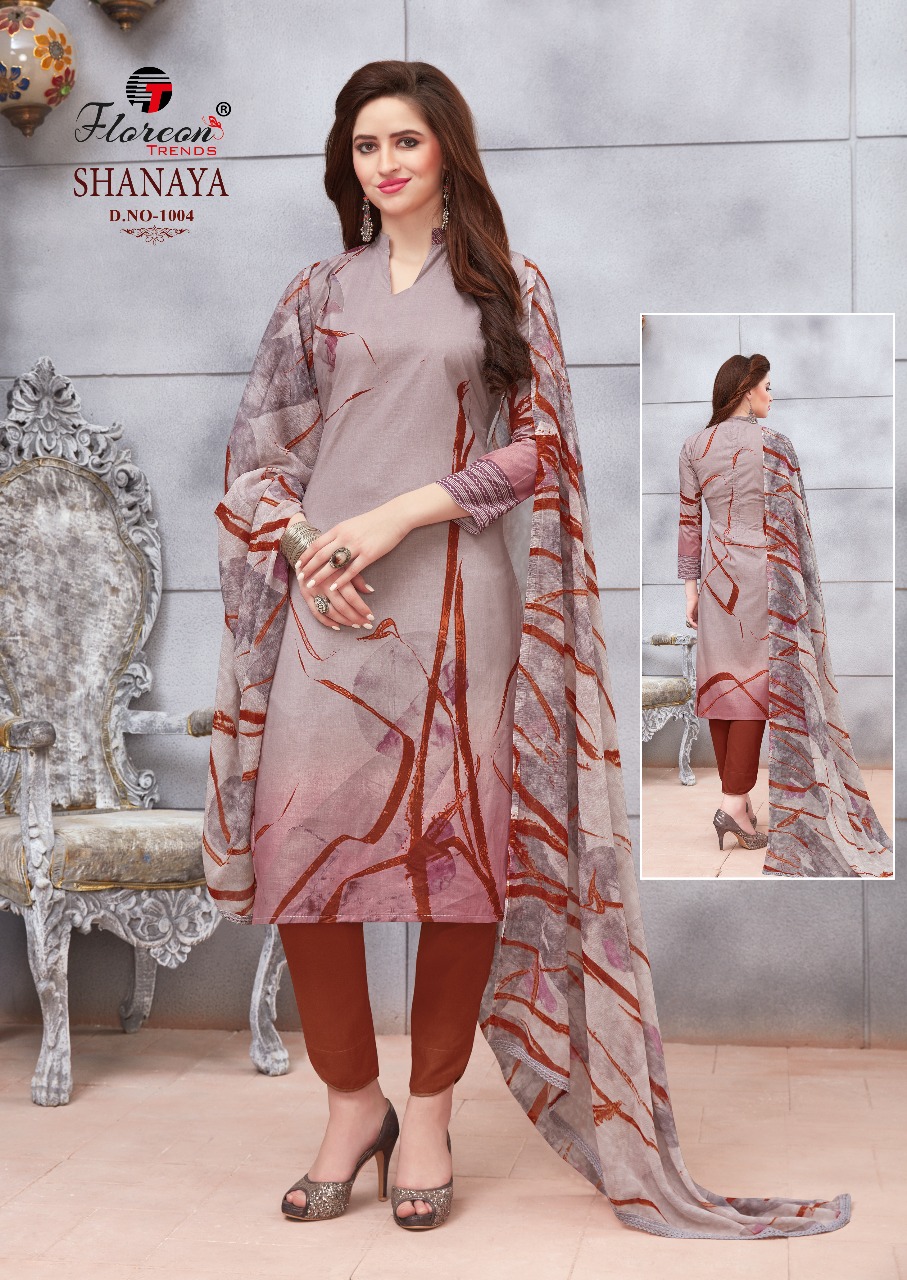 Shanaya By Floreon Trends 1001 To 1009 Series Beautiful Stylish Fancy Colorful Casual Wear & Ethnic Wear Heavy Cambric Cotton Printed Dresses At Wholesale Price