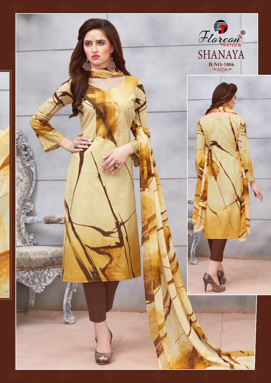Shanaya By Floreon Trends 1001 To 1009 Series Beautiful Stylish Fancy Colorful Casual Wear & Ethnic Wear Heavy Cambric Cotton Printed Dresses At Wholesale Price