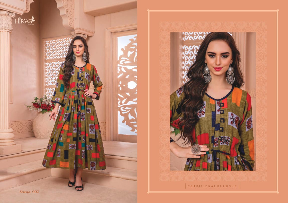 Shanaya Vol-5 By Hirwa 001 To 008 Series Indian Traditional Wear Collection Beautiful Stylish Fancy Colorful Party Wear & Occasional Wear Pure Rayon Printed Kurtis At Wholesale Price