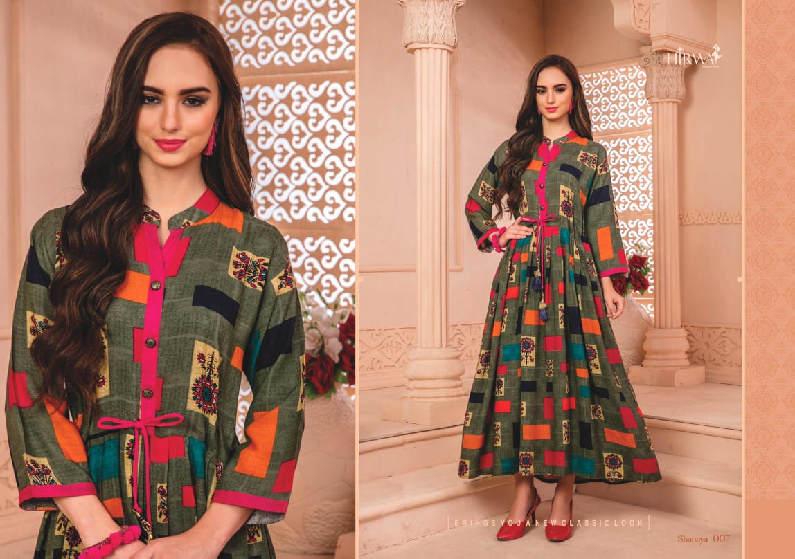 Shanaya Vol-5 By Hirwa 001 To 008 Series Indian Traditional Wear Collection Beautiful Stylish Fancy Colorful Party Wear & Occasional Wear Pure Rayon Printed Kurtis At Wholesale Price