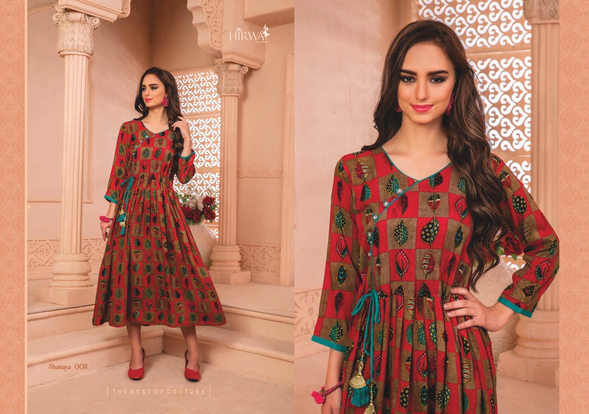 Shanaya Vol-5 By Hirwa 001 To 008 Series Indian Traditional Wear Collection Beautiful Stylish Fancy Colorful Party Wear & Occasional Wear Pure Rayon Printed Kurtis At Wholesale Price