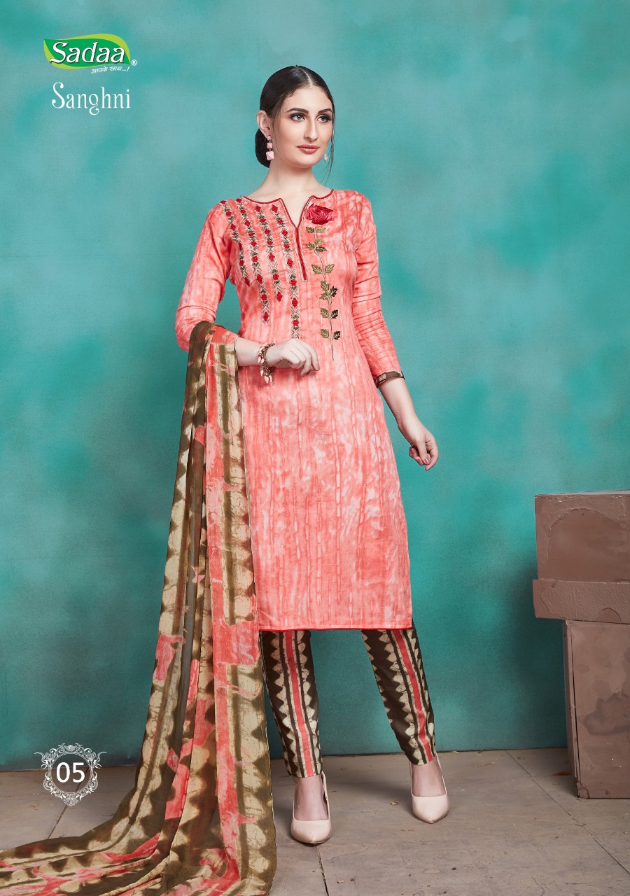 Sanghni By Sadaa 01 To 08 Series Indian Traditional Wear Collection Beautiful Stylish Fancy Colorful Party Wear & Occasional Wear Glace Printed With Embroidery Dress At Wholesale Price