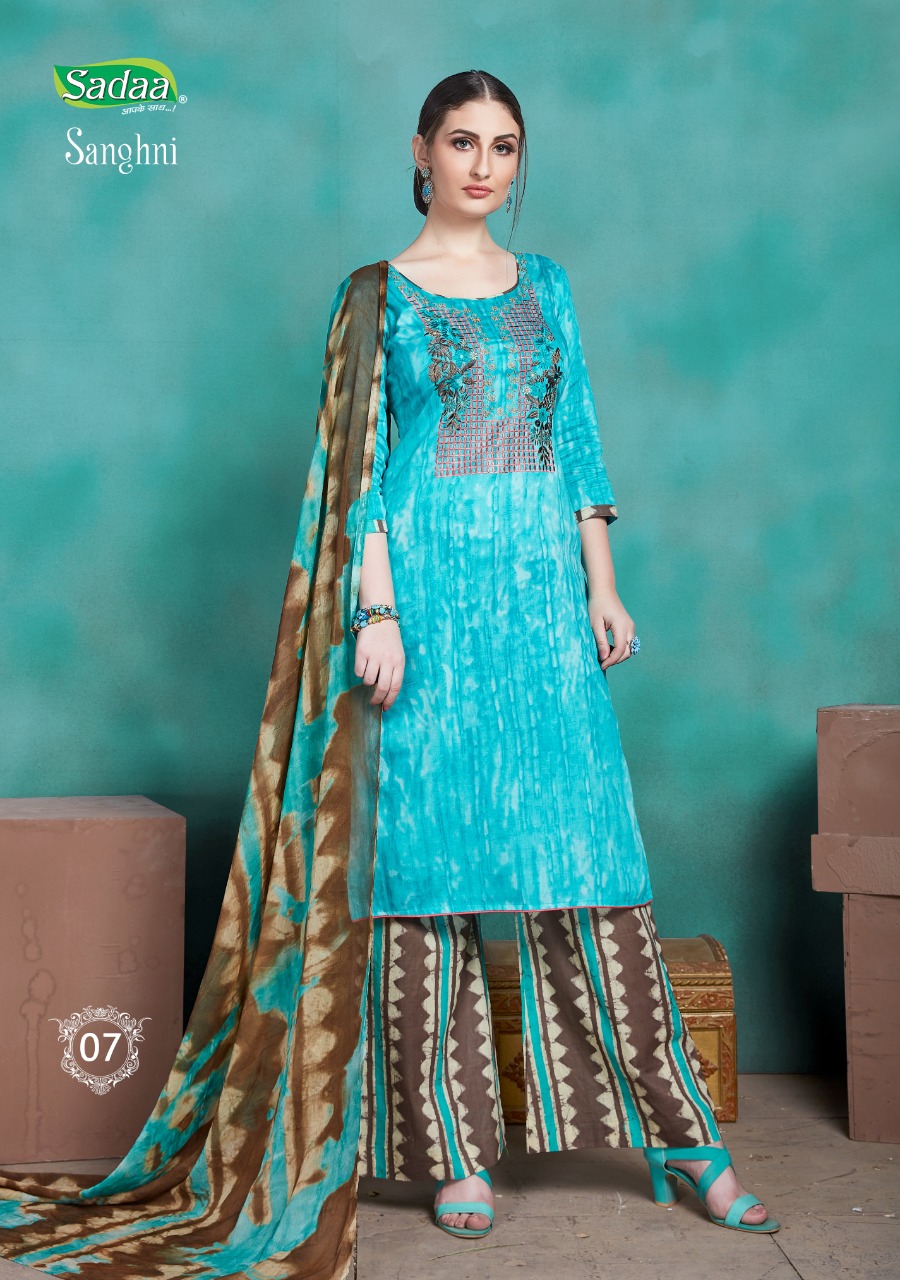 Sanghni By Sadaa 01 To 08 Series Indian Traditional Wear Collection Beautiful Stylish Fancy Colorful Party Wear & Occasional Wear Glace Printed With Embroidery Dress At Wholesale Price