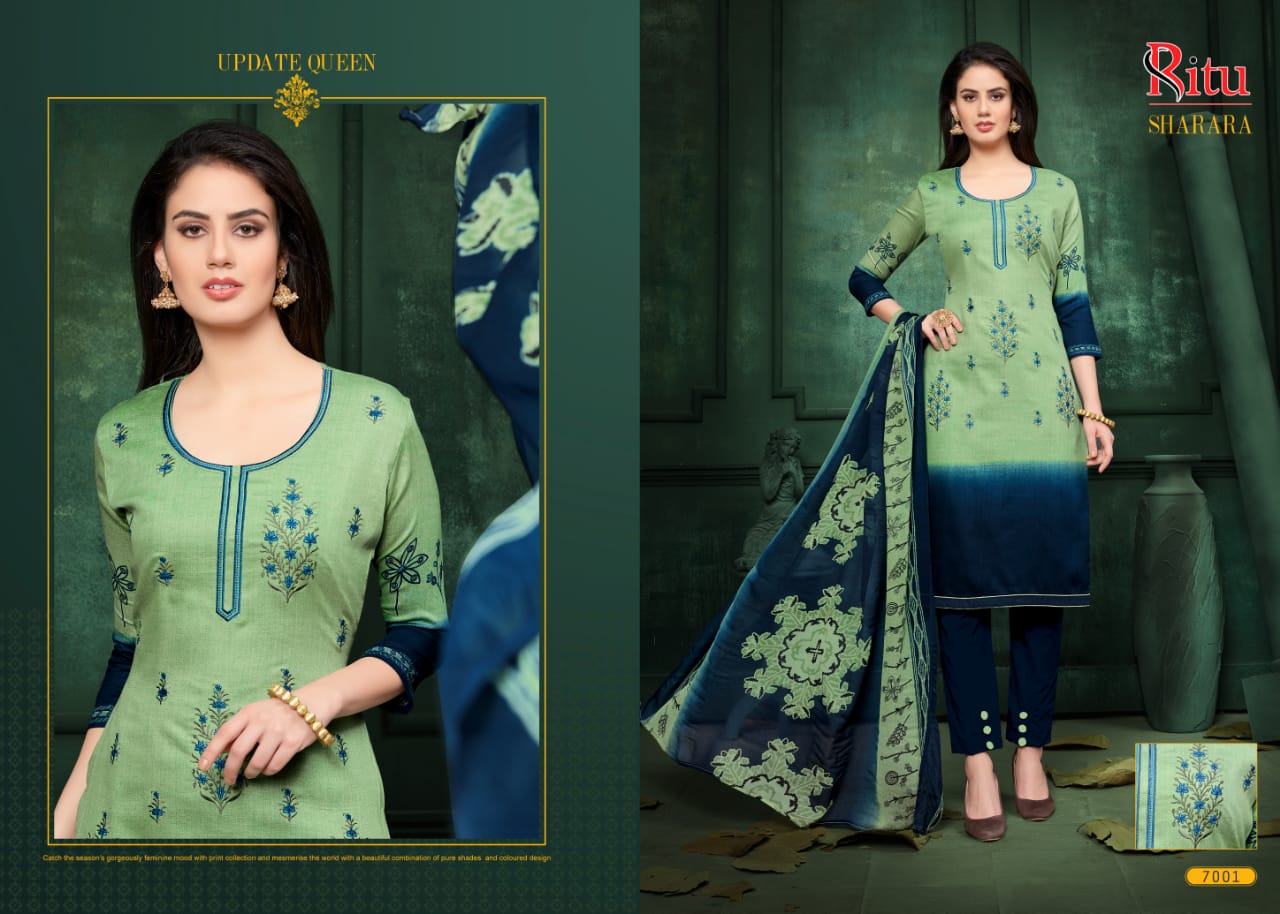 Sharara Vol-7 By Ritu International 7001 To 7010 Series Beautiful Winter Collection Suits Stylish Fancy Colorful Casual Wear & Ethnic Wear Pure Cotton Satin Dresses At Wholesale Price