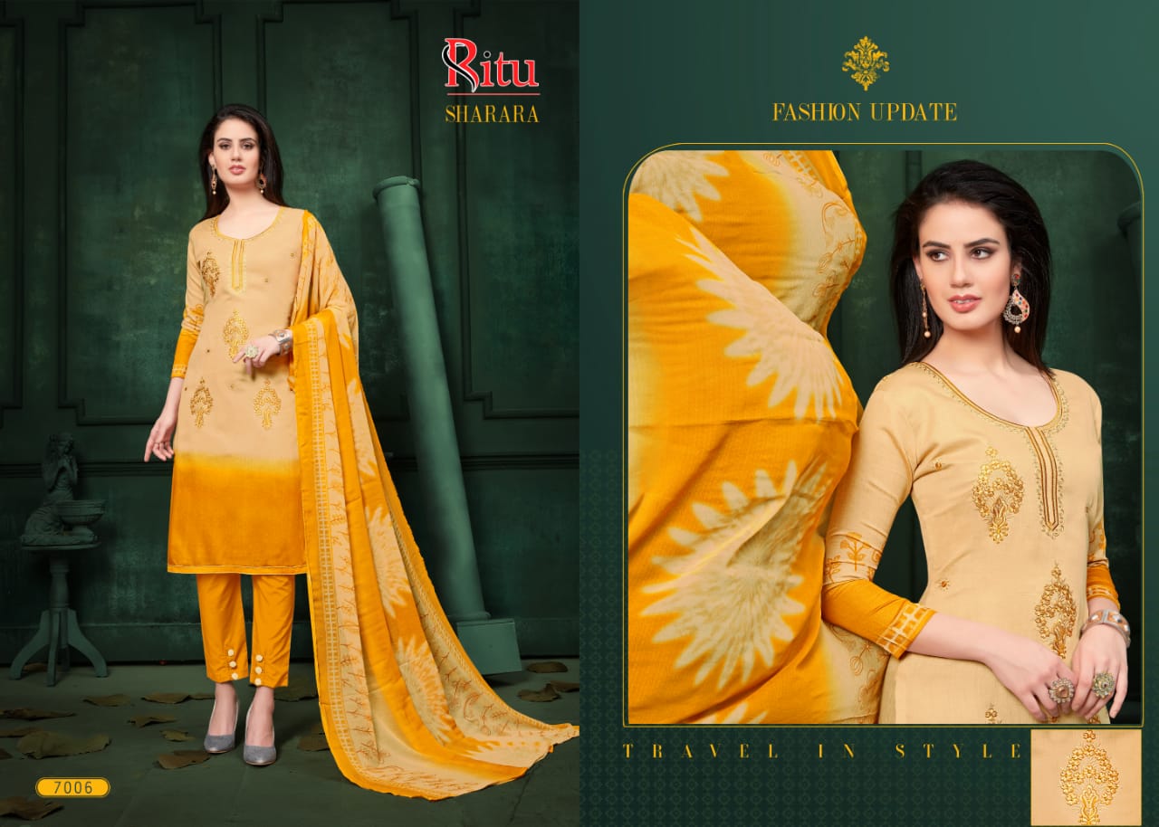 Sharara Vol-7 By Ritu International 7001 To 7010 Series Beautiful Winter Collection Suits Stylish Fancy Colorful Casual Wear & Ethnic Wear Pure Cotton Satin Dresses At Wholesale Price