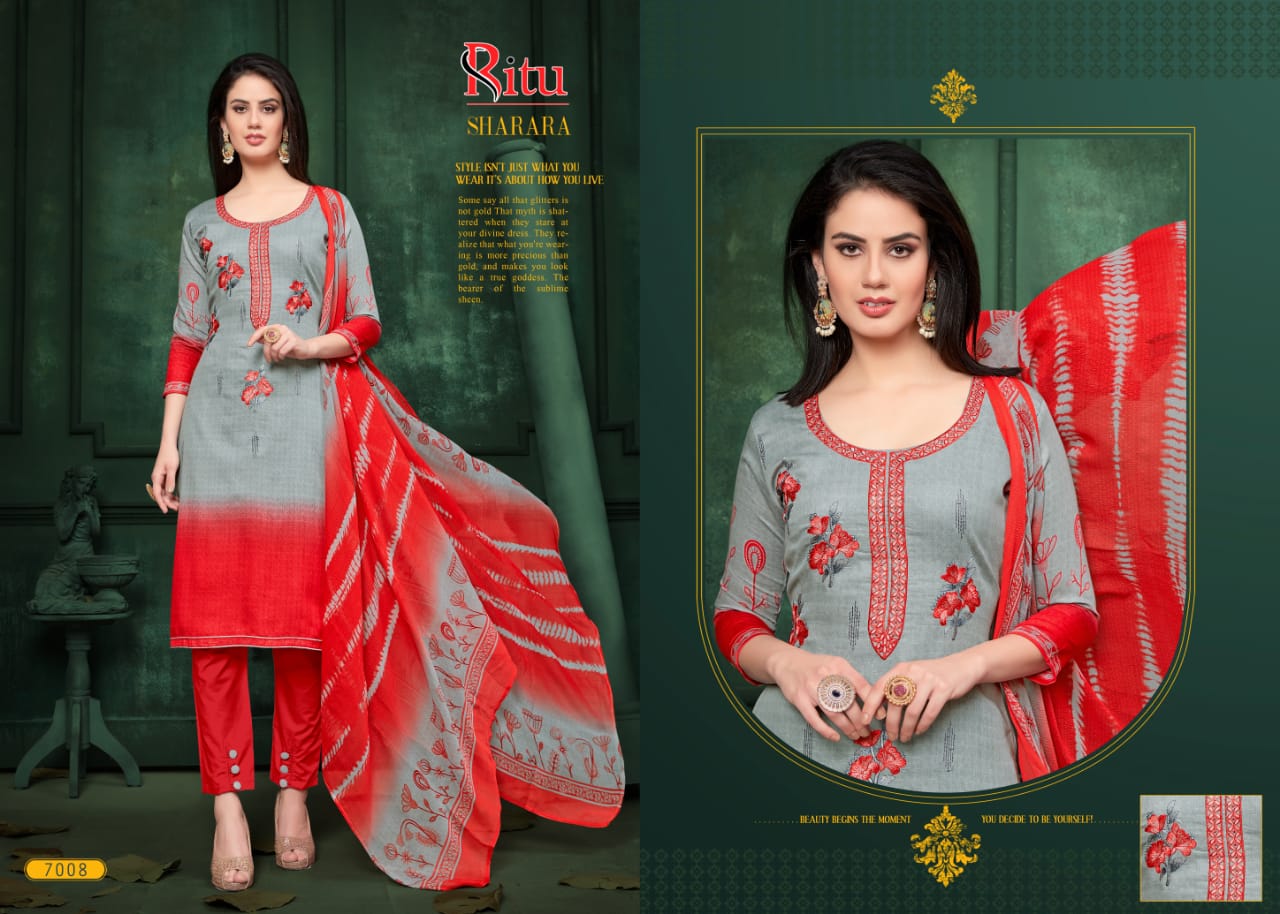 Sharara Vol-7 By Ritu International 7001 To 7010 Series Beautiful Winter Collection Suits Stylish Fancy Colorful Casual Wear & Ethnic Wear Pure Cotton Satin Dresses At Wholesale Price