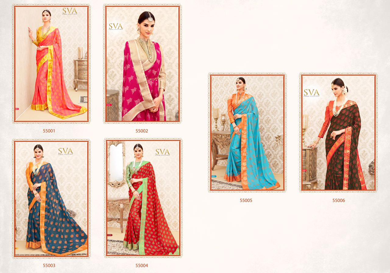 She Vol-4 By Sva 55001 To 55006 Series Designer Beautiful Traditional Wear Collection Colorful Stylish Fancy Party Wear & Occasional Wear Pure Heavy Chiffon Sarees At Wholesale Price