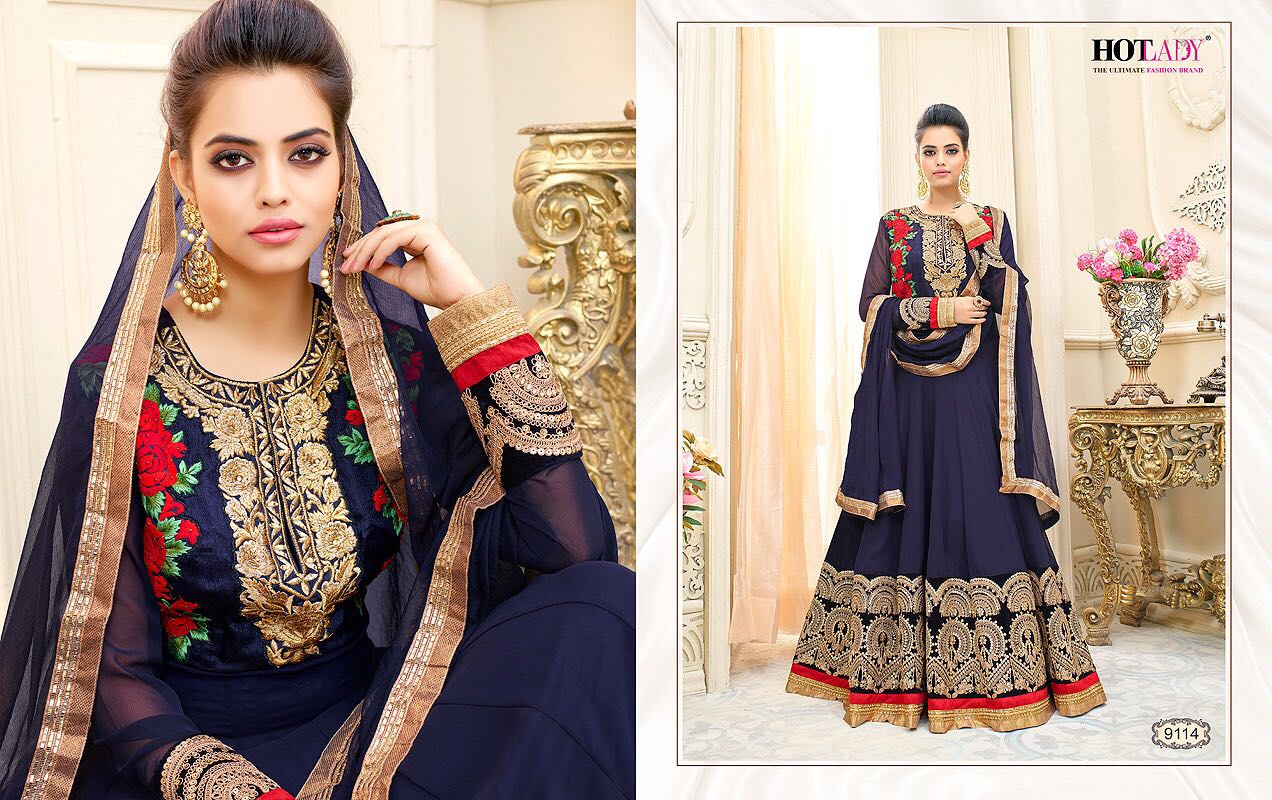 Shemaya Nx By Hot Lady Sc Designer Anarkali Collection Suits Beautiful Stylish Fancy Colorful Party Wear & Occasional Wear Chiffon/ Georgette Dresses At Wholesale Price