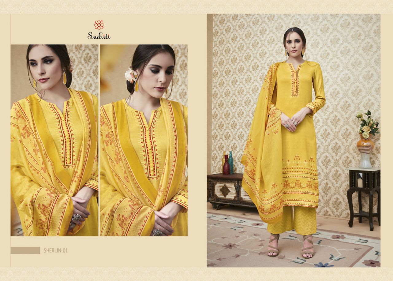 Sherlin By Sudriti 01 To 10 Series Beautiful Stylish Fancy Colorful Ethnic Wear & Party Wear Cambric Printed Dresses At Wholesale Price