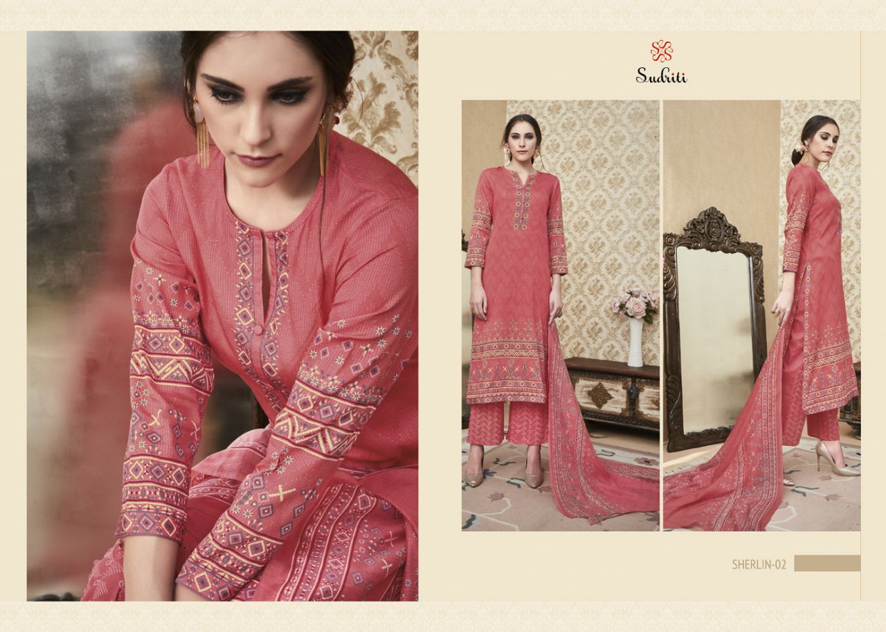 Sherlin By Sudriti 01 To 10 Series Beautiful Stylish Fancy Colorful Ethnic Wear & Party Wear Cambric Printed Dresses At Wholesale Price