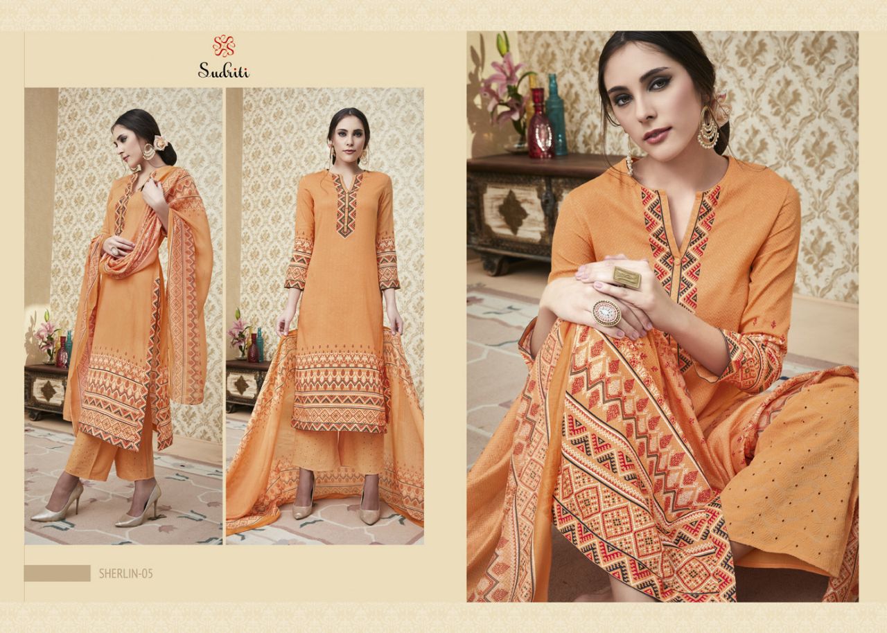 Sherlin By Sudriti 01 To 10 Series Beautiful Stylish Fancy Colorful Ethnic Wear & Party Wear Cambric Printed Dresses At Wholesale Price