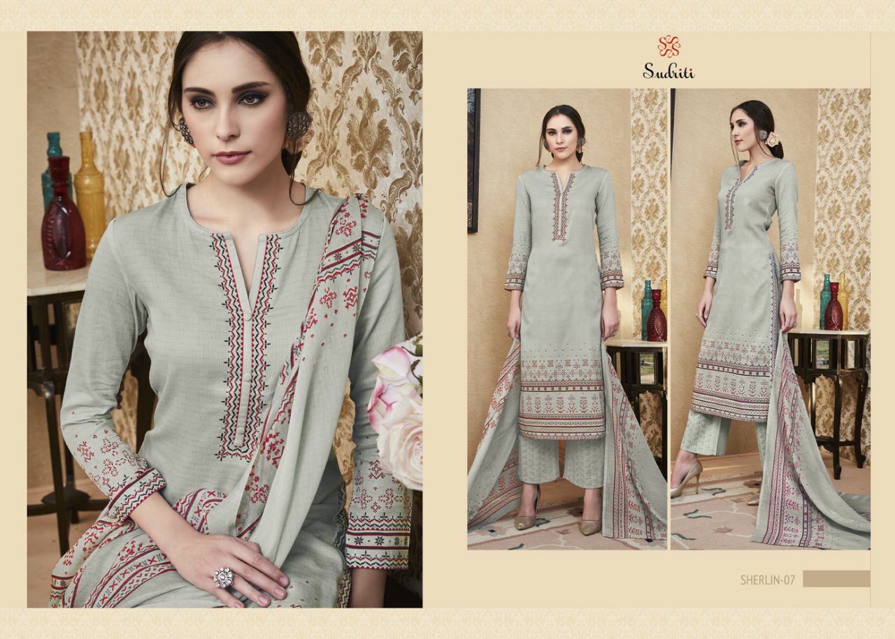 Sherlin By Sudriti 01 To 10 Series Beautiful Stylish Fancy Colorful Ethnic Wear & Party Wear Cambric Printed Dresses At Wholesale Price