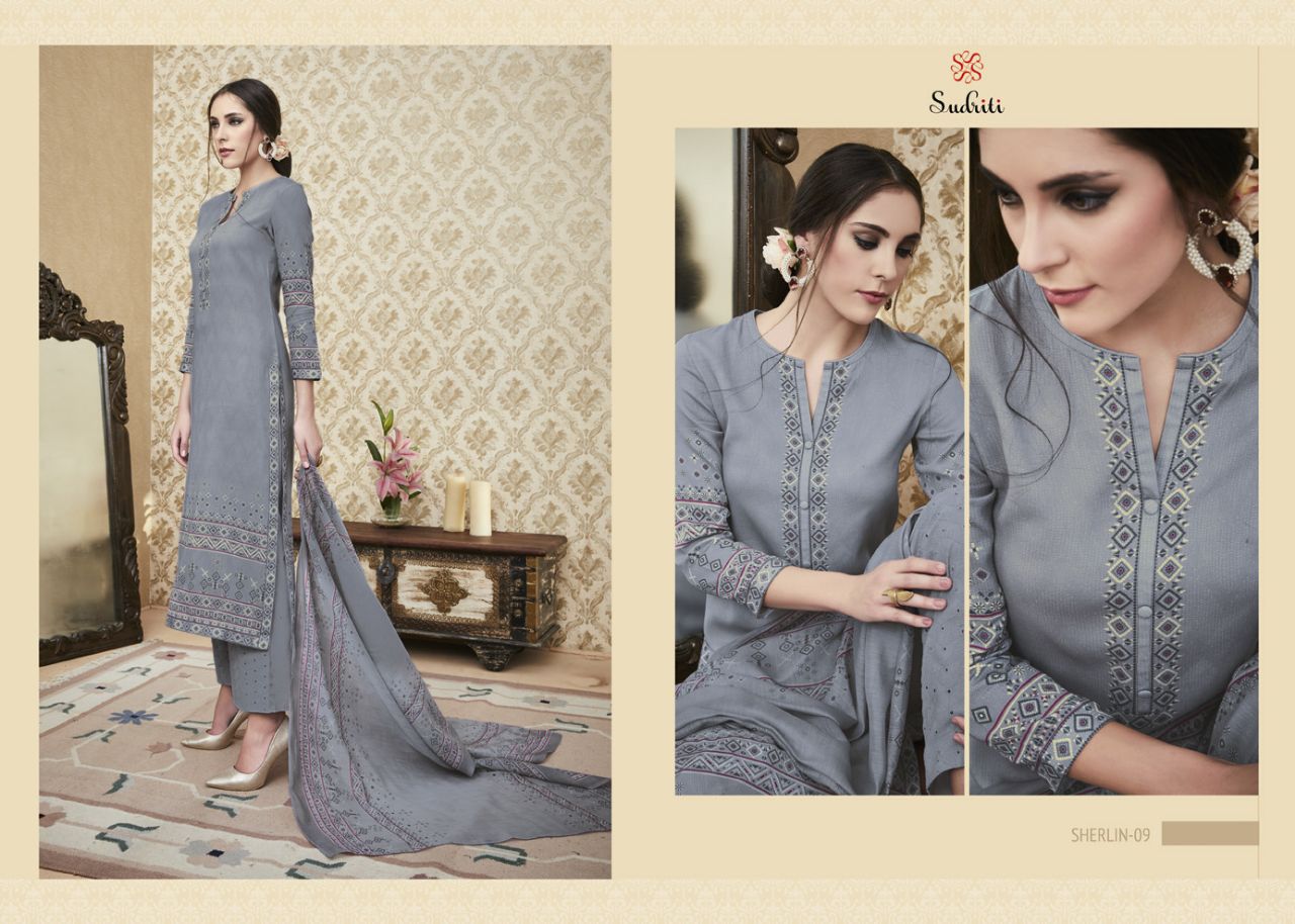 Sherlin By Sudriti 01 To 10 Series Beautiful Stylish Fancy Colorful Ethnic Wear & Party Wear Cambric Printed Dresses At Wholesale Price