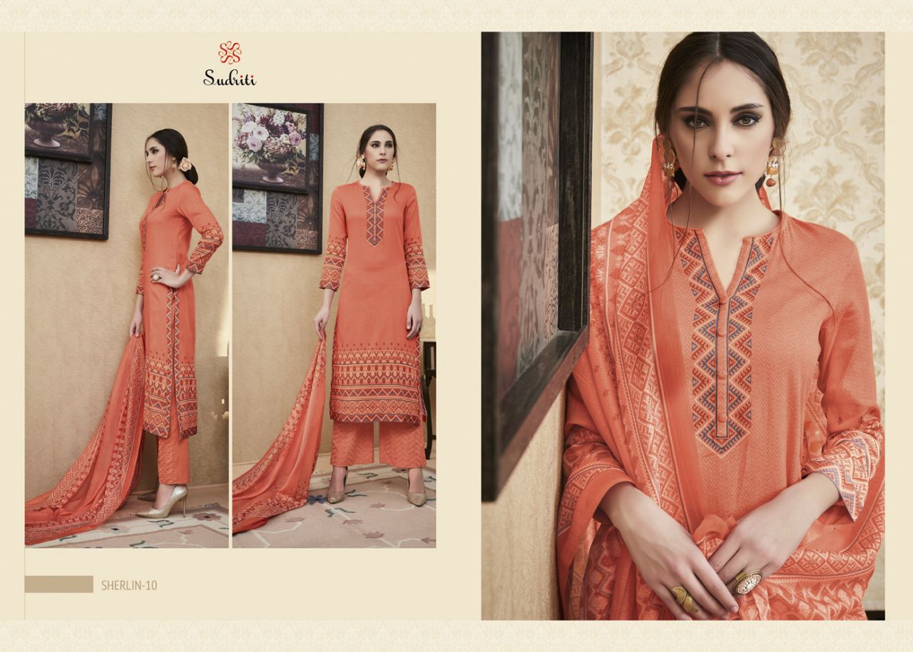 Sherlin By Sudriti 01 To 10 Series Beautiful Stylish Fancy Colorful Ethnic Wear & Party Wear Cambric Printed Dresses At Wholesale Price