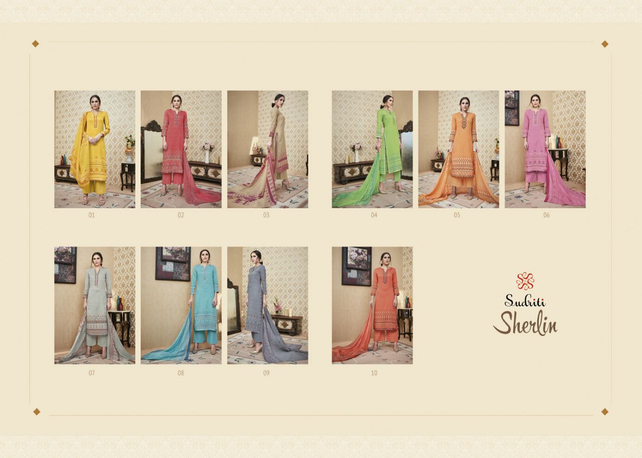 Sherlin By Sudriti 01 To 10 Series Beautiful Stylish Fancy Colorful Ethnic Wear & Party Wear Cambric Printed Dresses At Wholesale Price