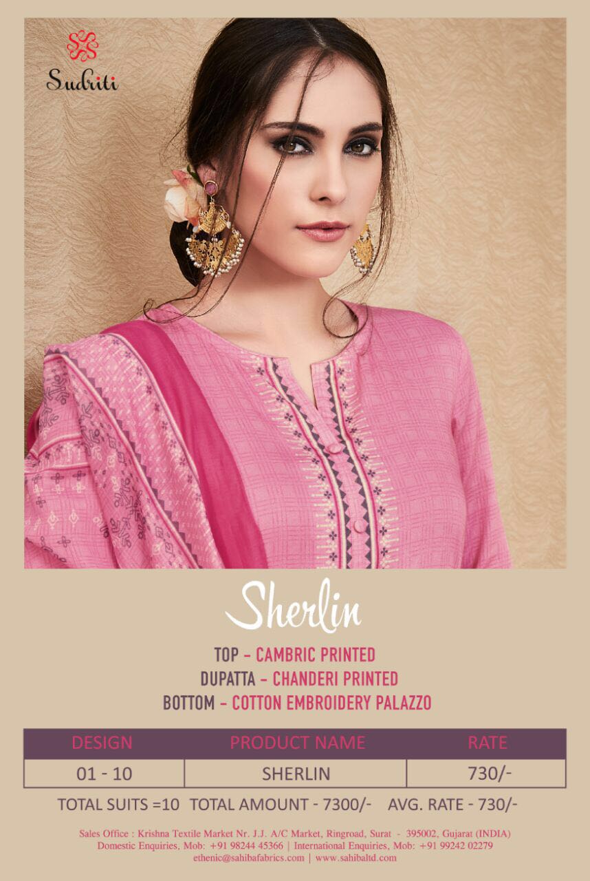 Sherlin By Sudriti 01 To 10 Series Beautiful Stylish Fancy Colorful Ethnic Wear & Party Wear Cambric Printed Dresses At Wholesale Price