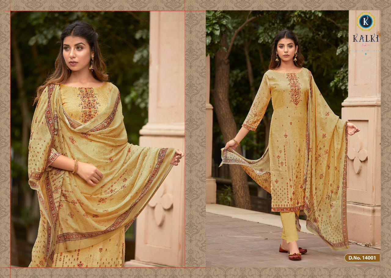 Shikara By Kalki Fashion 14001 To 14010 Series Beautiful Stylish Fancy Colorful Casual & Party Wear & Ethnic Wear Pure Pashmina Printed With Handwork Dresses At Wholesale Price