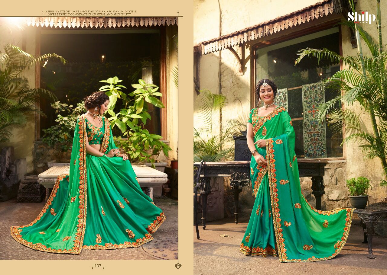 Shilp 101 Series By Shilp Sarees 101 To 112 Series Designer Wedding Collection Beautiful Traditional Wear Colorful Stylish Fancy Party Wear & Occasional Wear Silk Embroidered Sarees At Wholesale Price