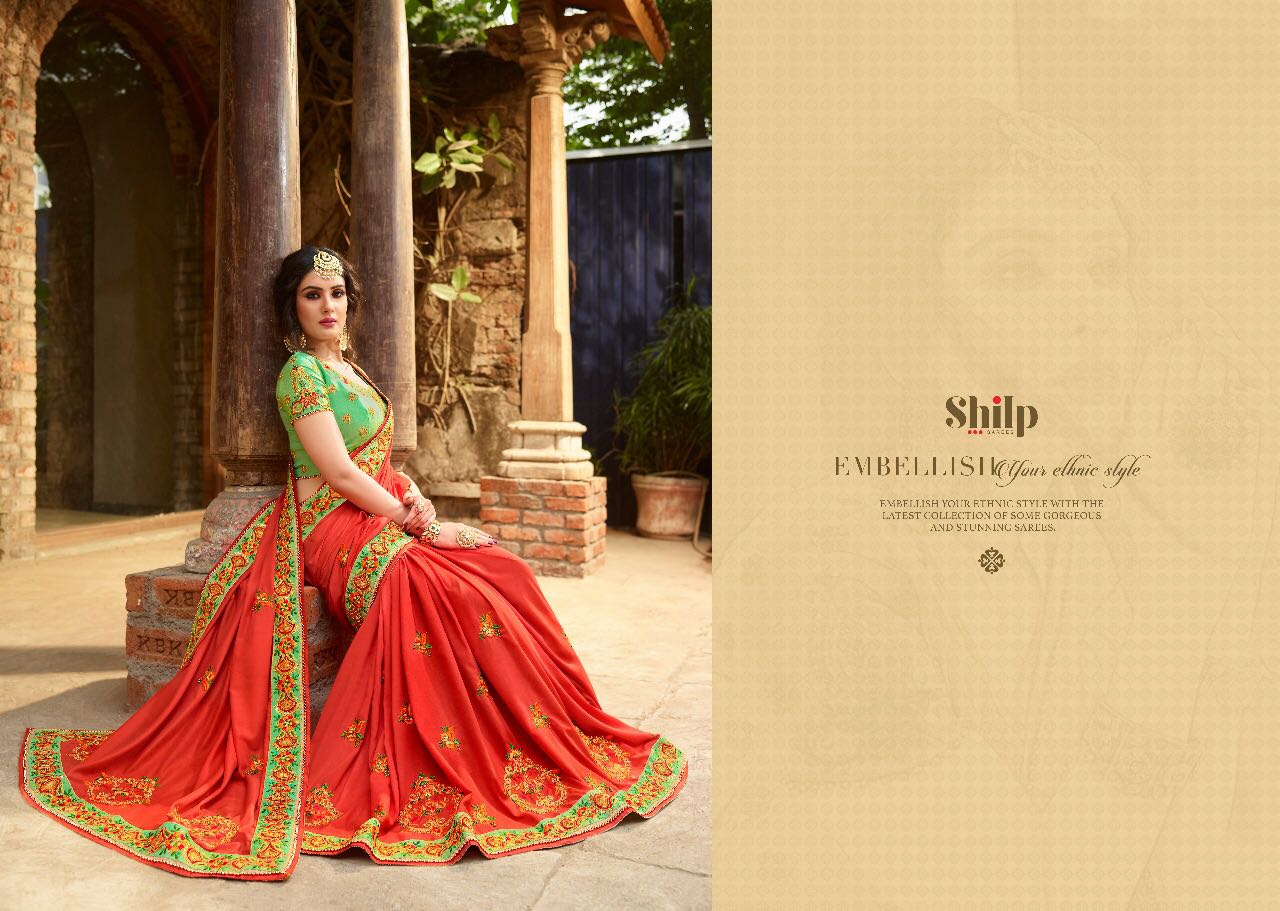 Shilp 101 Series By Shilp Sarees 101 To 112 Series Designer Wedding Collection Beautiful Traditional Wear Colorful Stylish Fancy Party Wear & Occasional Wear Silk Embroidered Sarees At Wholesale Price