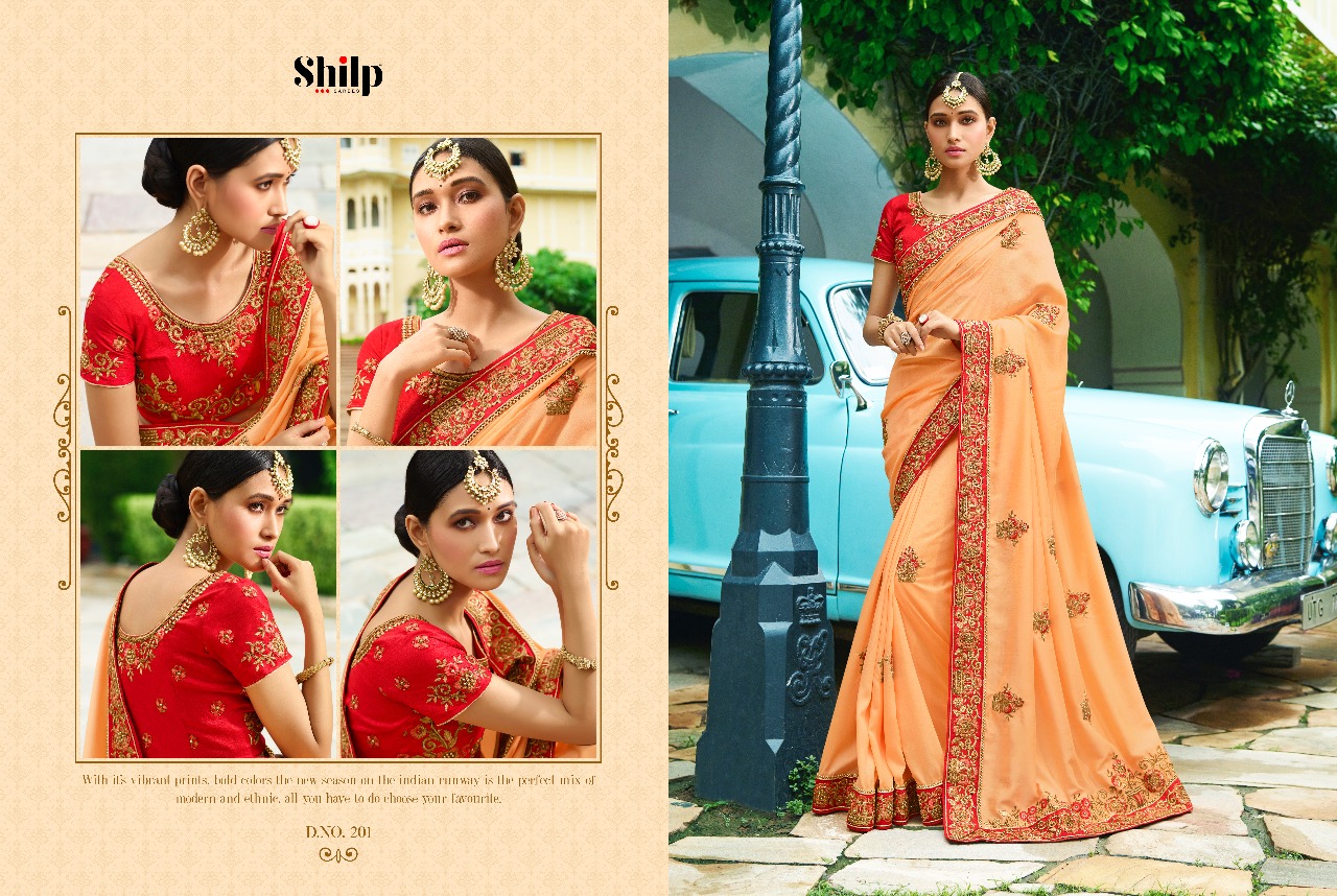 Shilp 201 Series By Shilp Sarees 201 To 215 Series  Designer Wedding Collection Beautiful Traditional Wear Colorful Stylish Fancy Party Wear & Occasional Wear Silk Embroidered Sarees At Wholesale Price