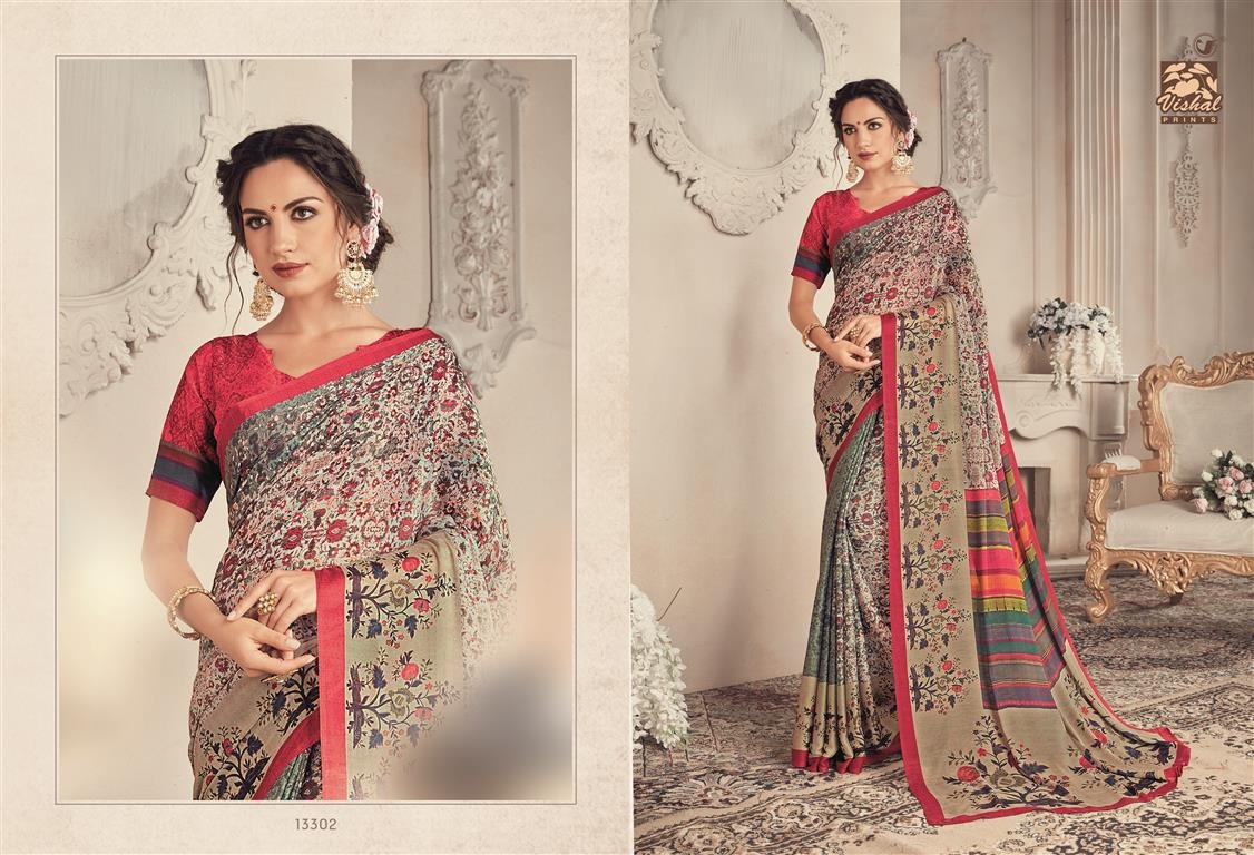 Shimaro Vol-2 By Vishal Prints 13302 To 13326 Series Indian Traditional Wear Collection Beautiful Stylish Fancy Colorful Party Wear & Occasional Wear Fancy Printed Sarees At Wholesale Price
