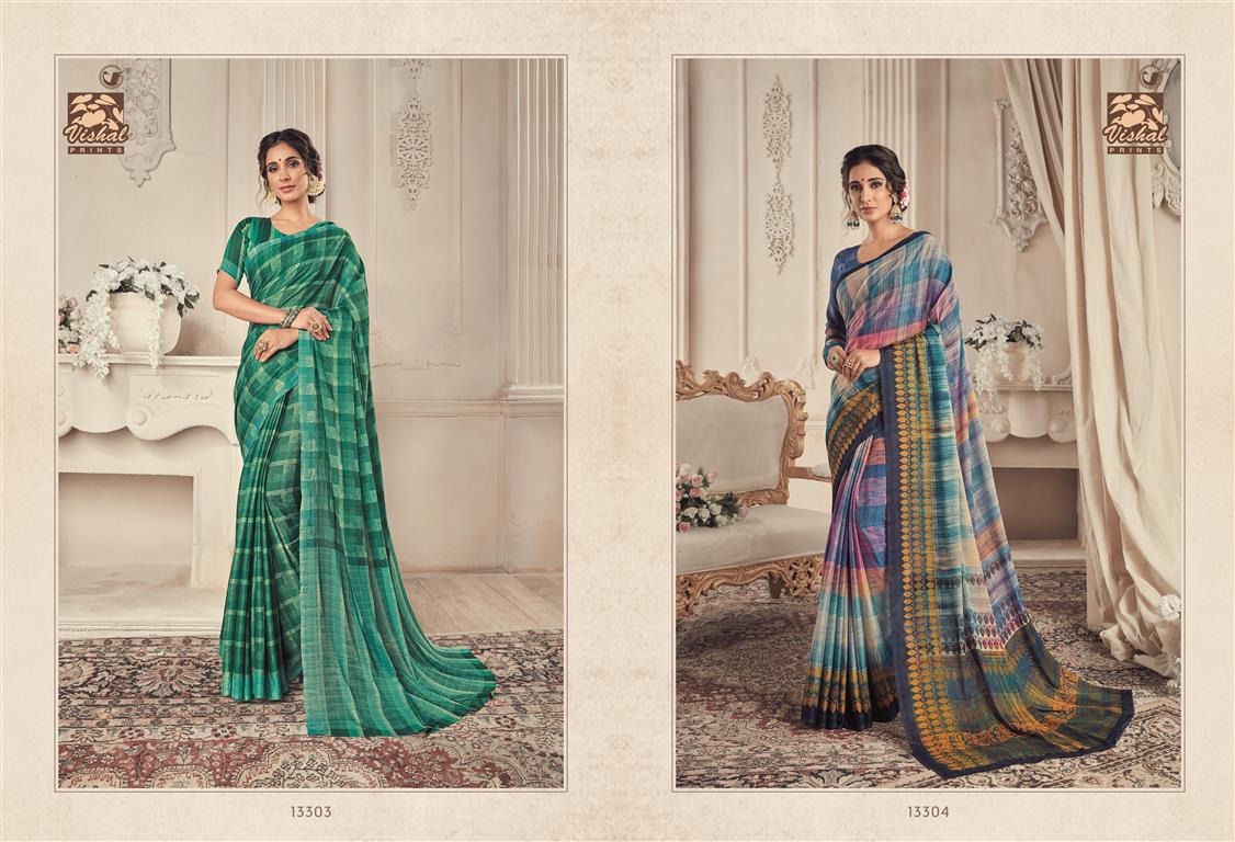 Shimaro Vol-2 By Vishal Prints 13302 To 13326 Series Indian Traditional Wear Collection Beautiful Stylish Fancy Colorful Party Wear & Occasional Wear Fancy Printed Sarees At Wholesale Price