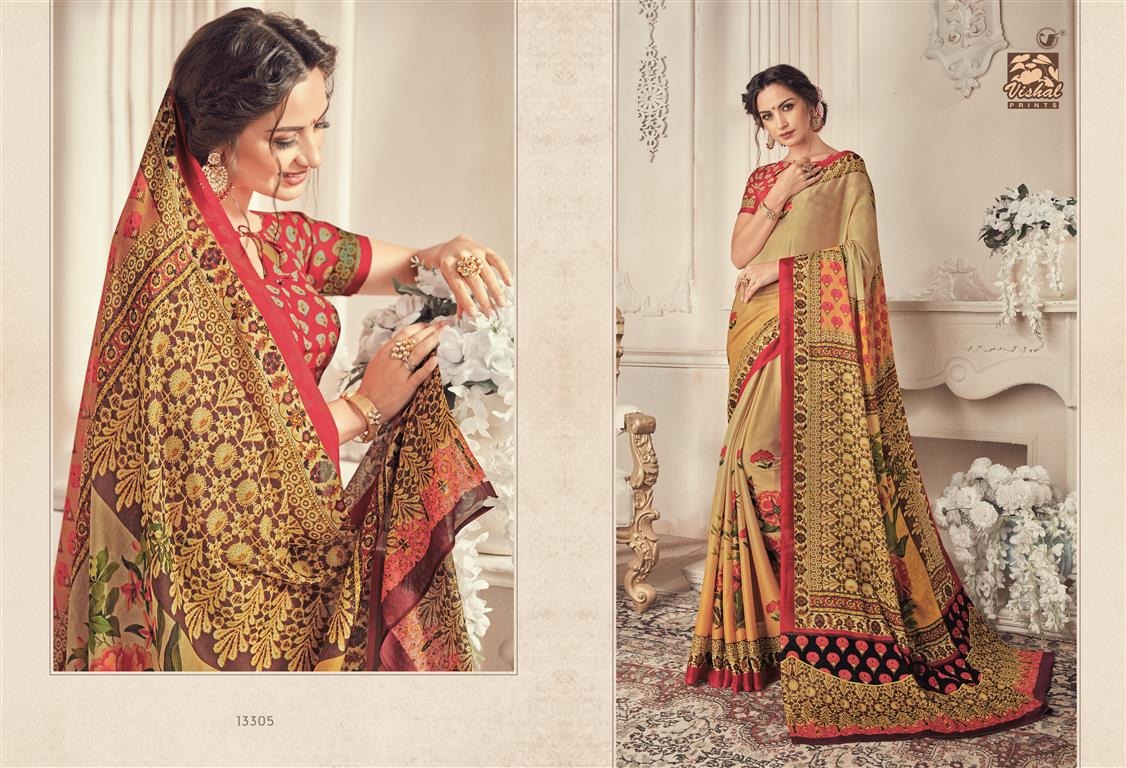 Shimaro Vol-2 By Vishal Prints 13302 To 13326 Series Indian Traditional Wear Collection Beautiful Stylish Fancy Colorful Party Wear & Occasional Wear Fancy Printed Sarees At Wholesale Price