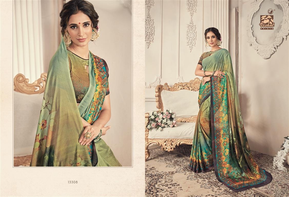 Shimaro Vol-2 By Vishal Prints 13302 To 13326 Series Indian Traditional Wear Collection Beautiful Stylish Fancy Colorful Party Wear & Occasional Wear Fancy Printed Sarees At Wholesale Price